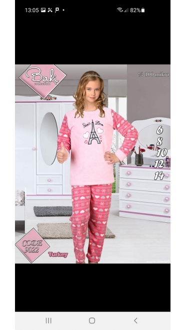 pijama fete cocolino 100%micro 6-14 ani 5/set