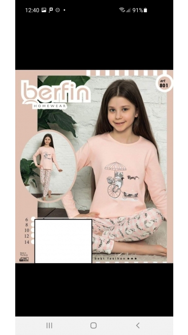 pijama fete berfin 100%bbc 6-14 ani 5/set