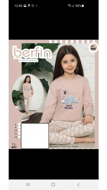 pijama fete berfin 100%bbc 6-14 ani 5/set