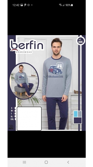 pijama barbati berfin 100%bbc s-2xl 5/set