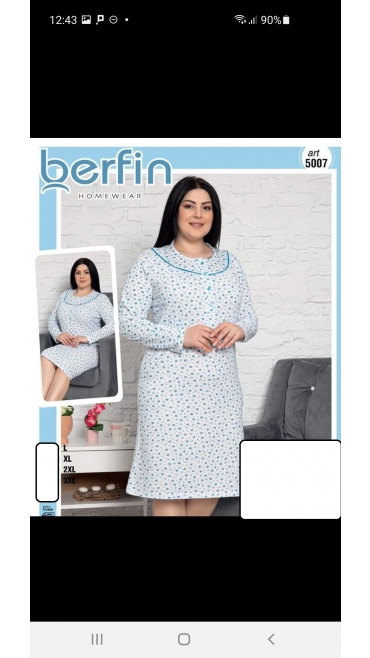 camasa de noapte dama berfin 60%bbc 40%poliester l-3xl 4/set