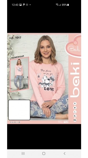 pijama dama baki licra 95%bbc, 5%licra s-2xl 5/set