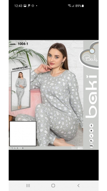 pijama dama baki licra 95%bbc, 5%licra s-2xl 5/set