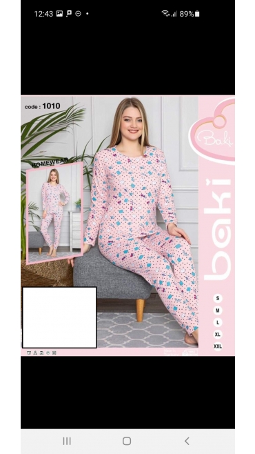 pijama dama baki licra 95%bbc, 5%licra s-2xl 5/set