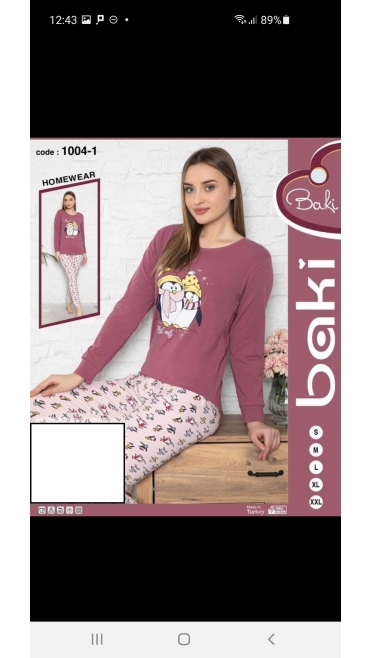 pijama dama baki licra 95%bbc, 5%licra s-2xl 5/set