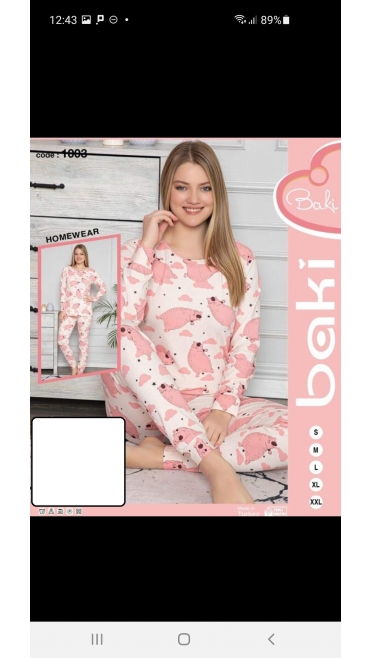 pijama dama baki licra 95%bbc, 5%licra s-2xl 5/set