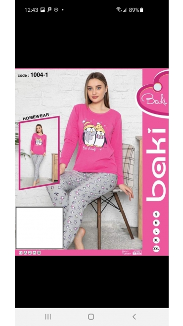 pijama dama baki licra 95%bbc, 5%licra s-2xl 5/set