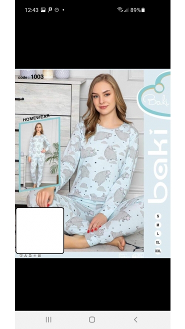 pijama dama baki licra 95%bbc, 5%licra s-2xl 5/set