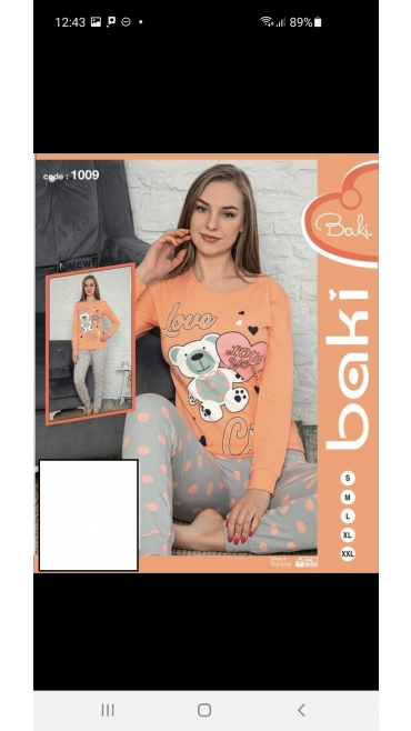 pijama dama baki licra 95%bbc, 5%licra s-2xl 5/set