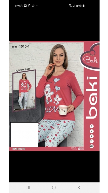 pijama dama baki licra 95%bbc, 5%licra s-2xl 5/set