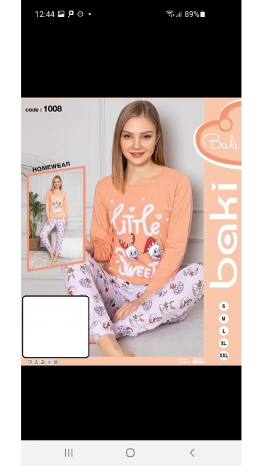 pijama dama baki licra 95%bbc, 5%licra s-2xl 5/set