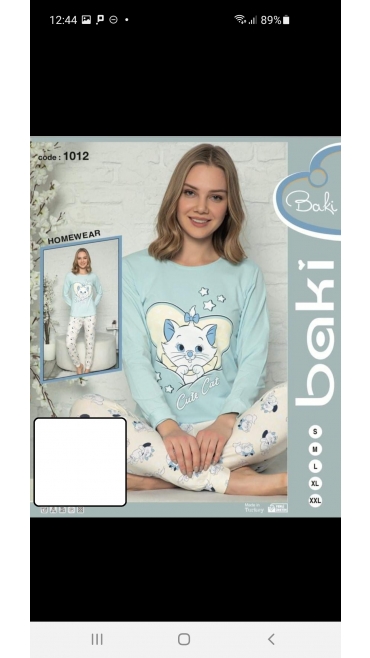 pijama dama baki licra 95%bbc, 5%licra s-2xl 5/set