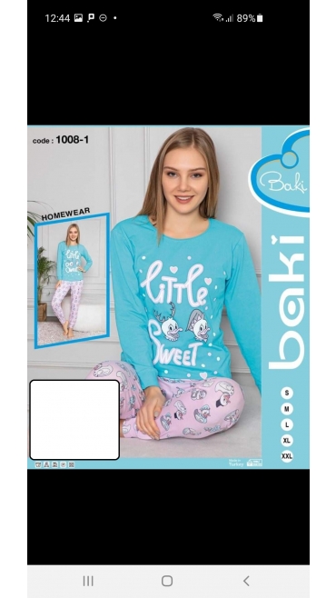 pijama dama baki licra 95%bbc, 5%licra s-2xl 5/set