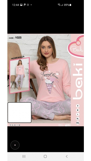 pijama dama baki licra 95%bbc, 5%licra s-2xl 5/set