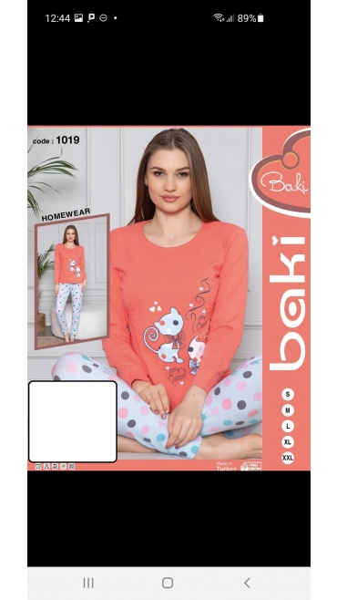 pijama dama baki licra 95%bbc, 5%licra s-2xl 5/set