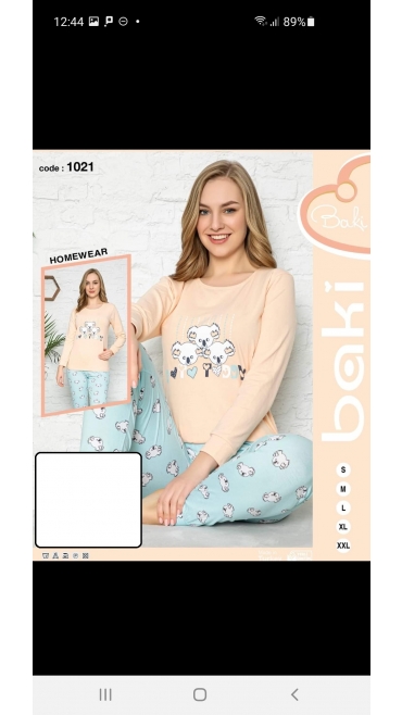 pijama dama baki licra 95%bbc, 5%licra s-2xl 5/set