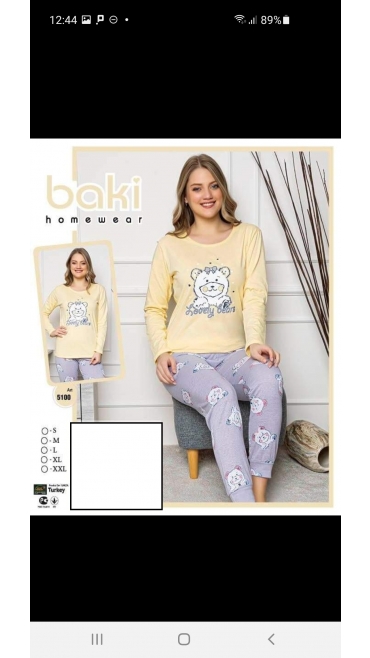 pijama dama baki 100%bbc s-2xl 5/set