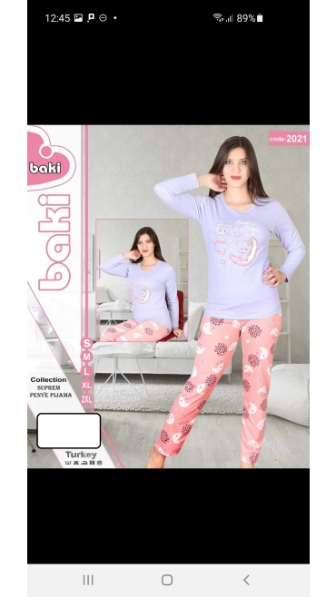 pijama dama baki 100%bbc s-2xl 5/set