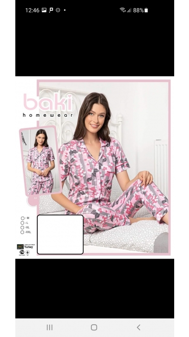 pijama dama baki 100%bbc m-2xl 4/set