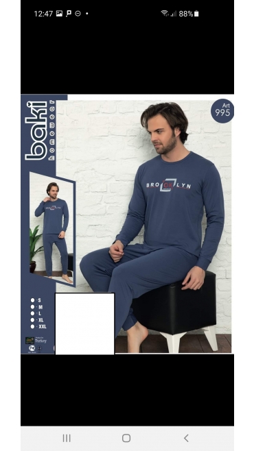 pijama barbati baki licra 95%bbc, 5%licra s-2xl 5/set