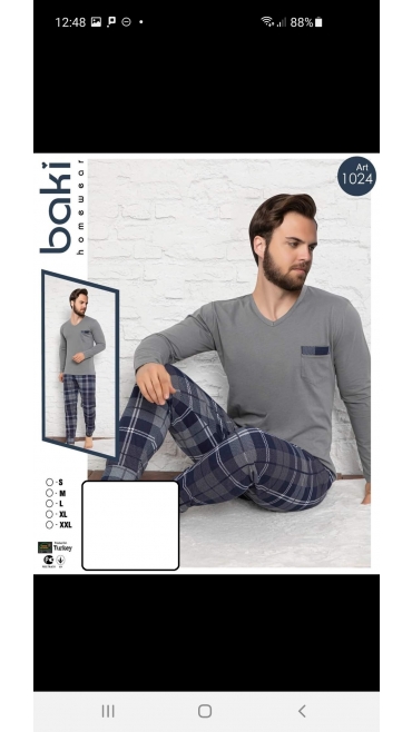 pijama barbati baki 100%bbc s-2xl 5/set