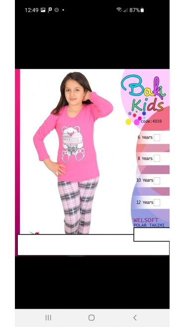 pijama fete 95%bbc, 5%licra 6-14 ani 5/set