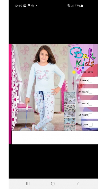 pijama fete 95%bbc, 5%licra 6-14 ani 5/set