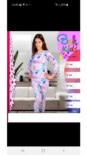 pijama fete 95%bbc, 5%licra 6-14 ani 5/set