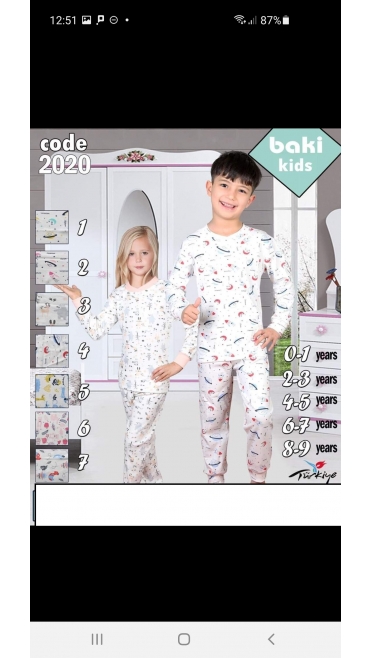 pijama copii interlok 100%bbc 1-9 ani 5/set